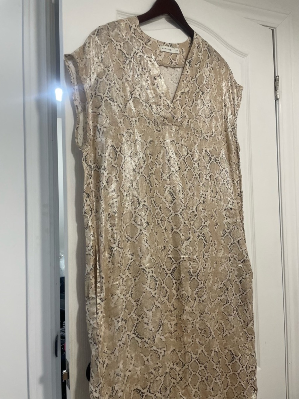 Lanhtropy Neutral Snake-Print Maxi Dress, Size Small